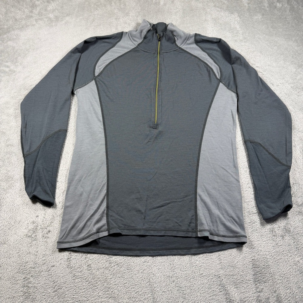 Smartwool Lightweight Half Zip Pullover Mens Large Gray Merino Wool Baselayer